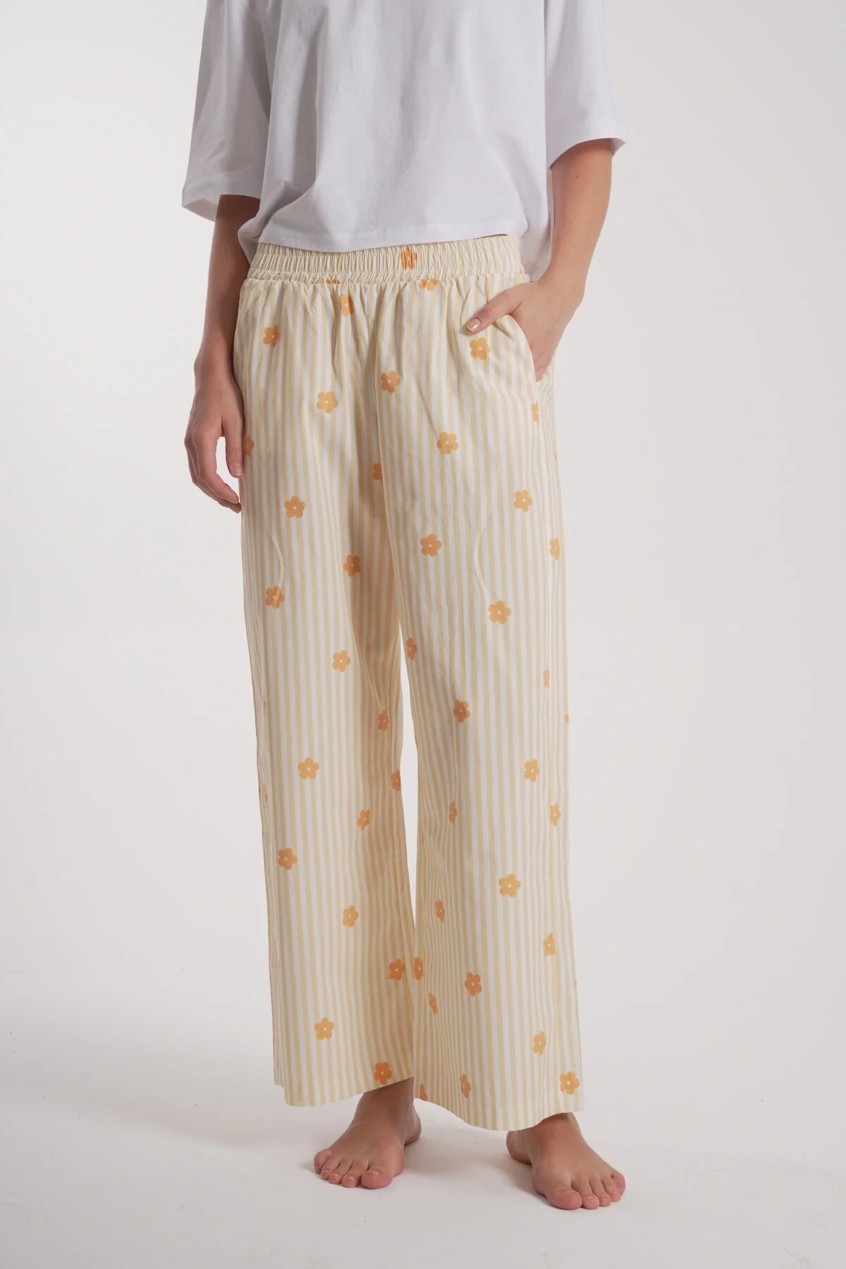 Kadın Çiçek Detay Uzun Pijama Takımı