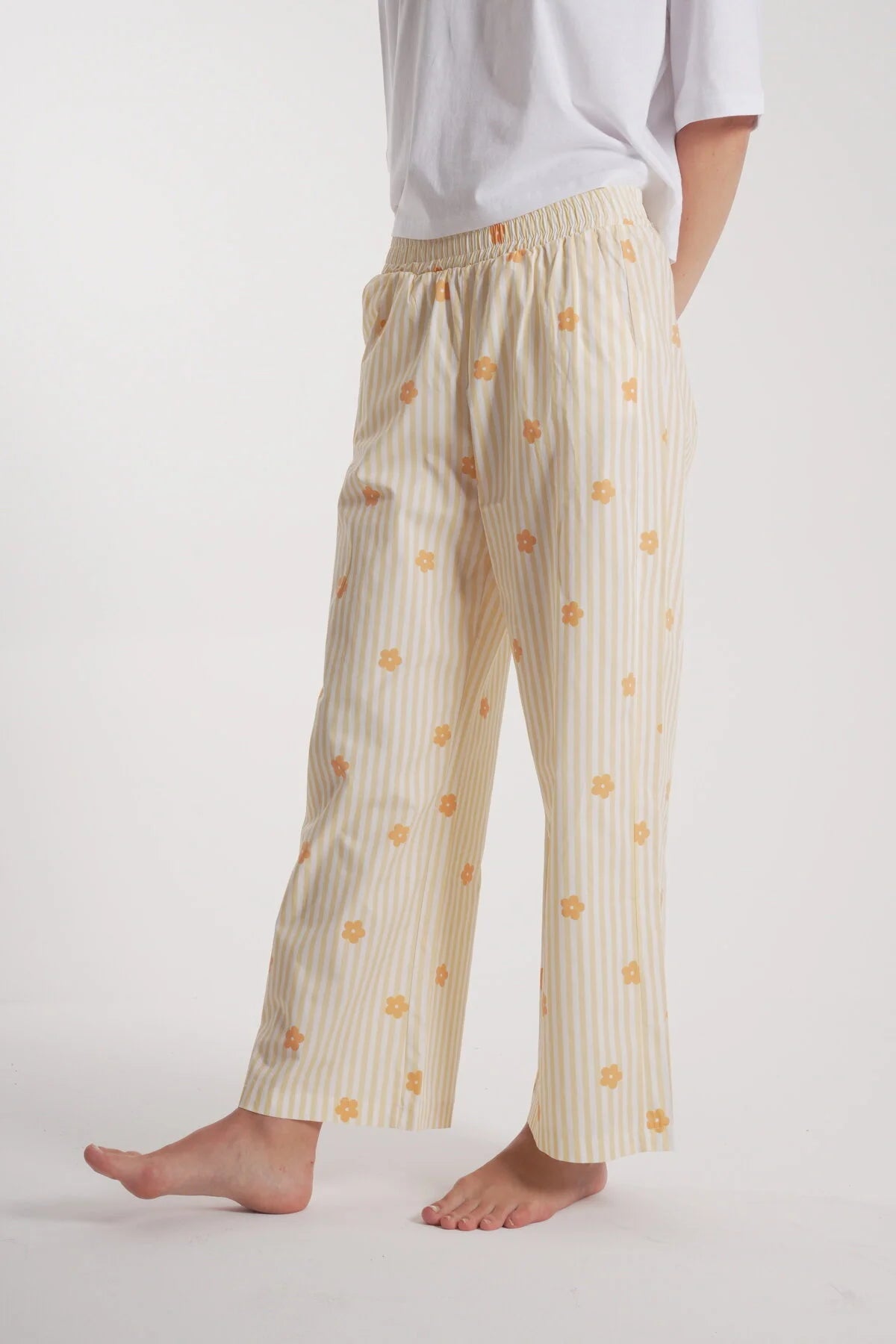 Kadın Çiçek Detay Uzun Pijama Takımı