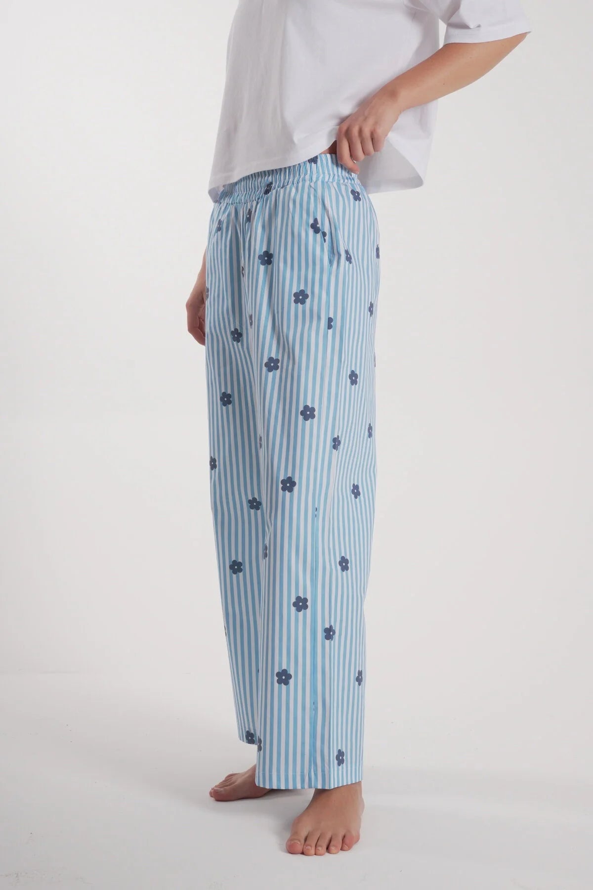 Kadın Çiçek Detay Uzun Pijama Takımı