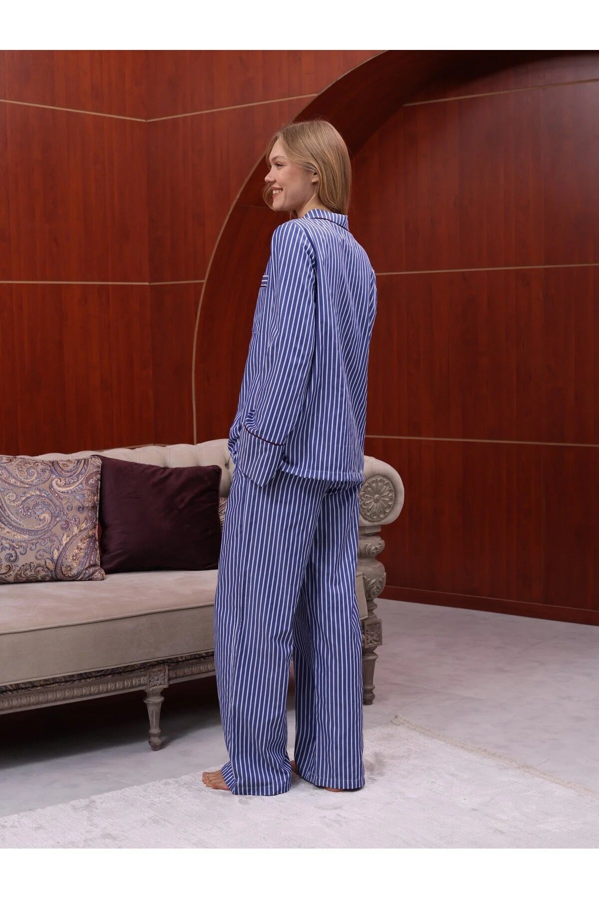 Kadın Kalın Çizgili Pijama Takımı