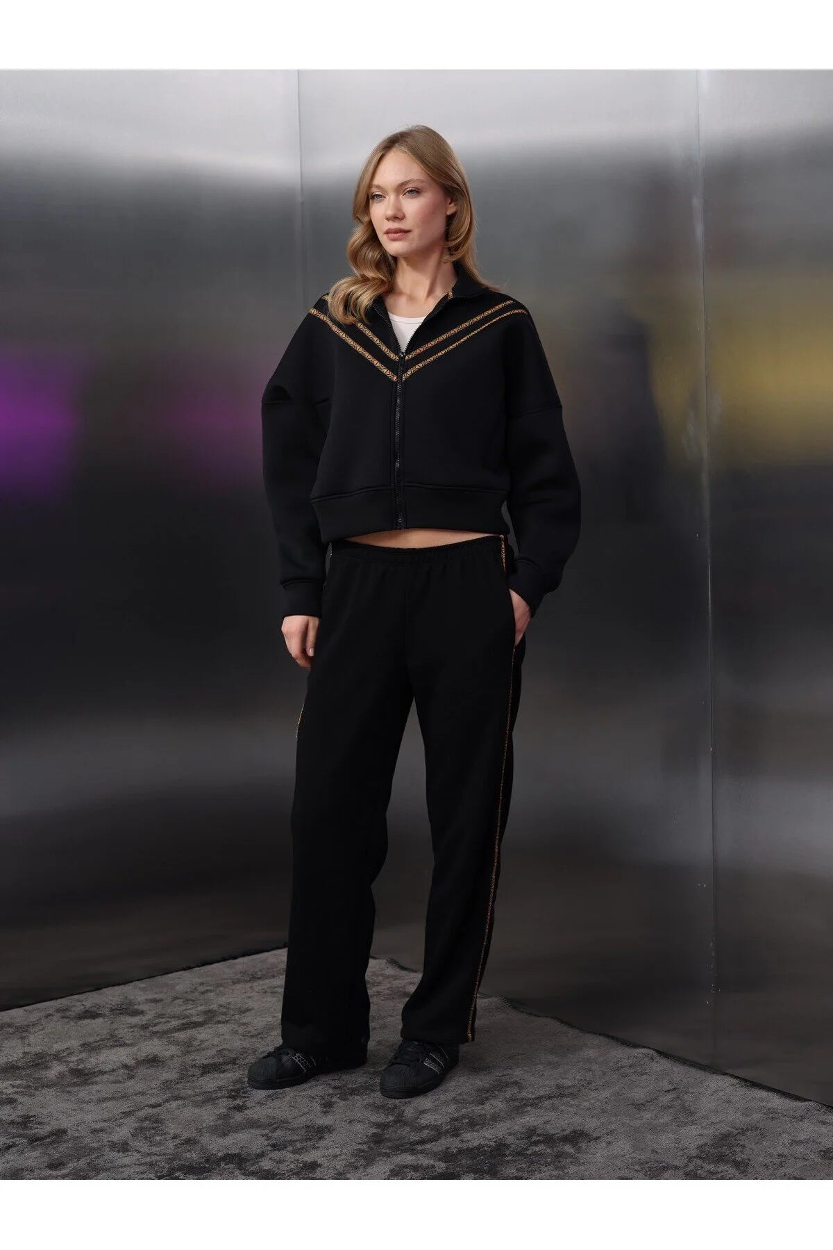 Kadın Scuba Crop Sweat Takım