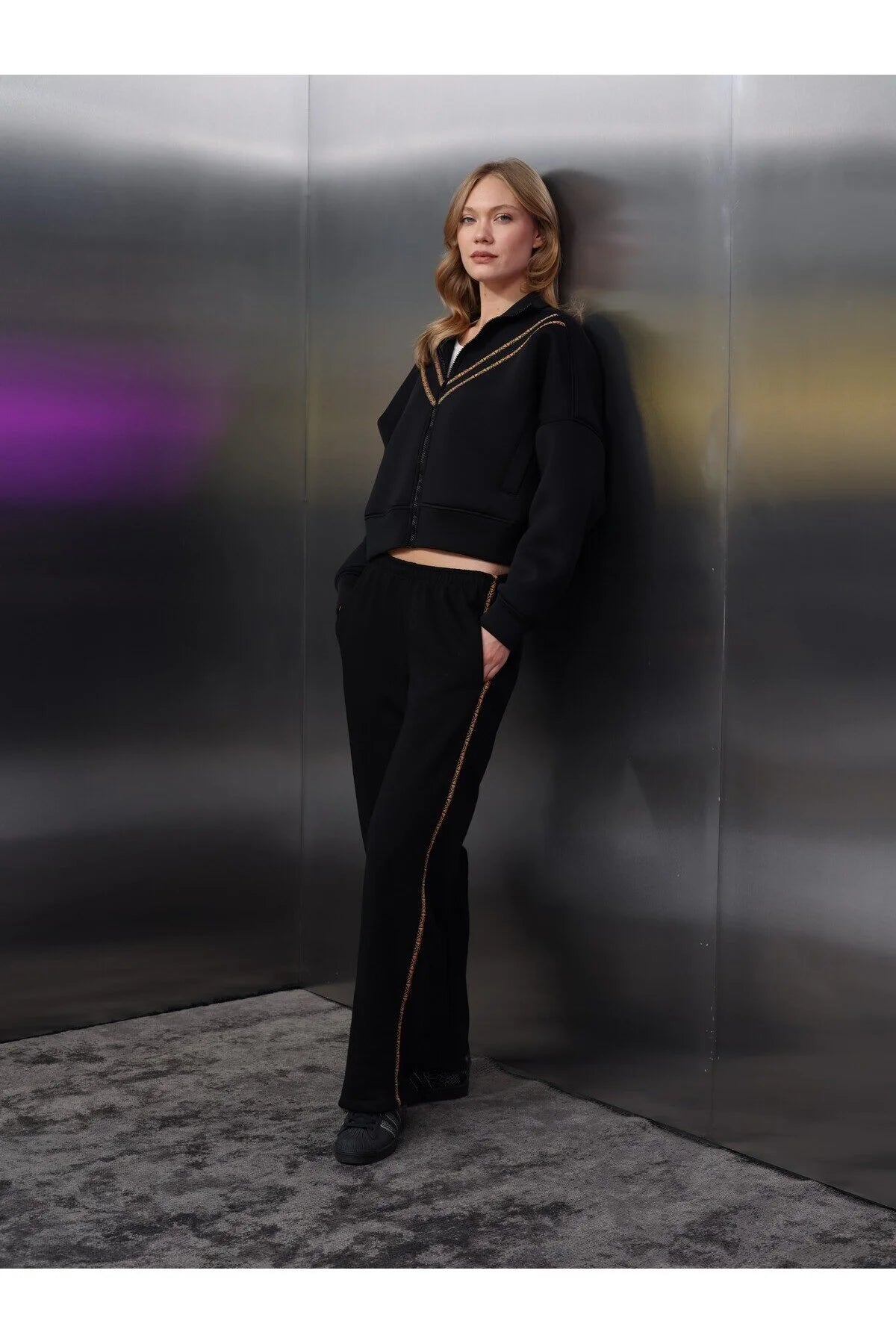 Kadın Scuba Crop Sweat Takım