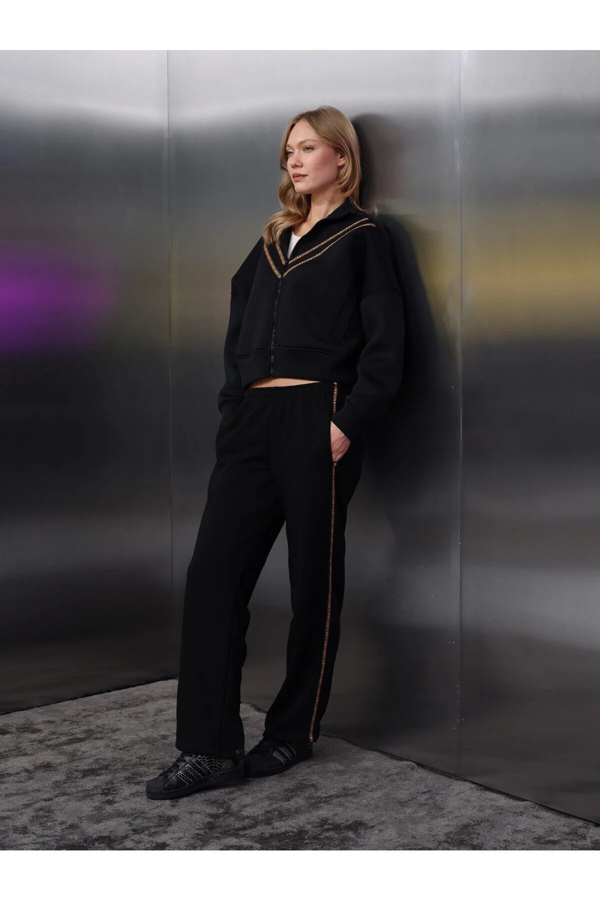 Kadın Scuba Crop Sweat Takım