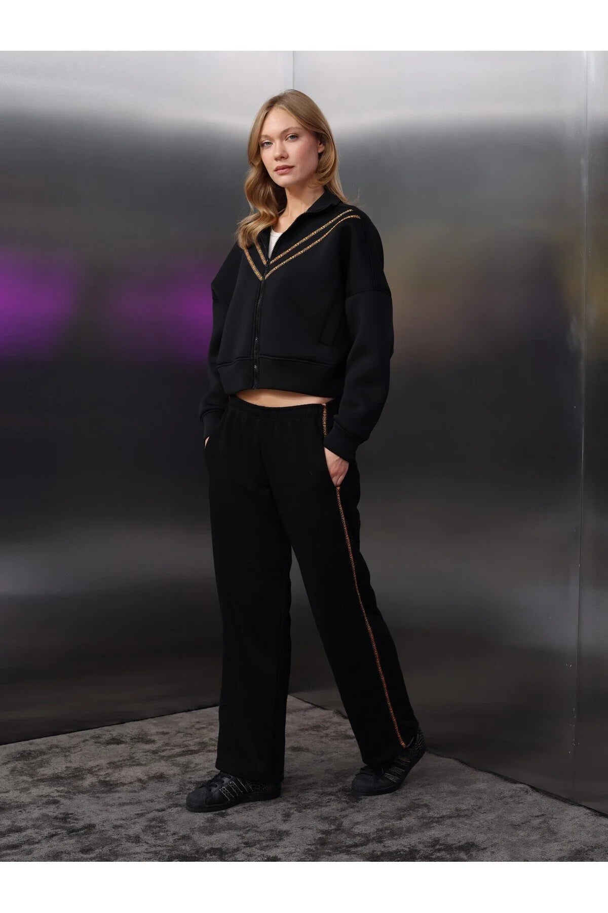 Kadın Scuba Crop Sweat Takım