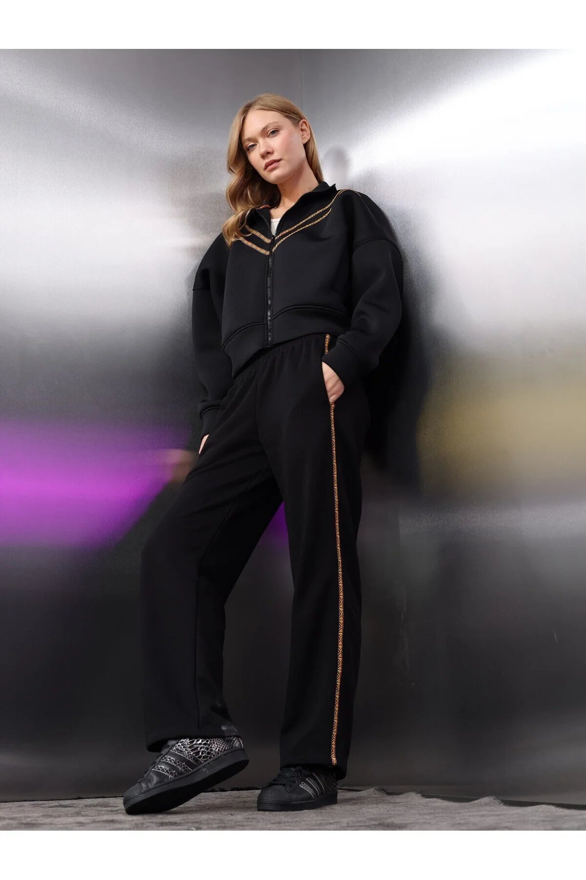 Kadın Scuba Crop Sweat Takım