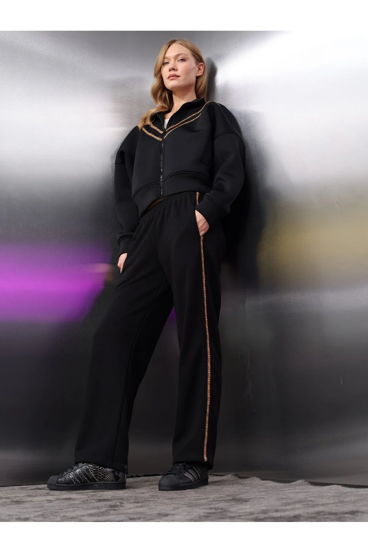 Kadın Scuba Crop Sweat Takım