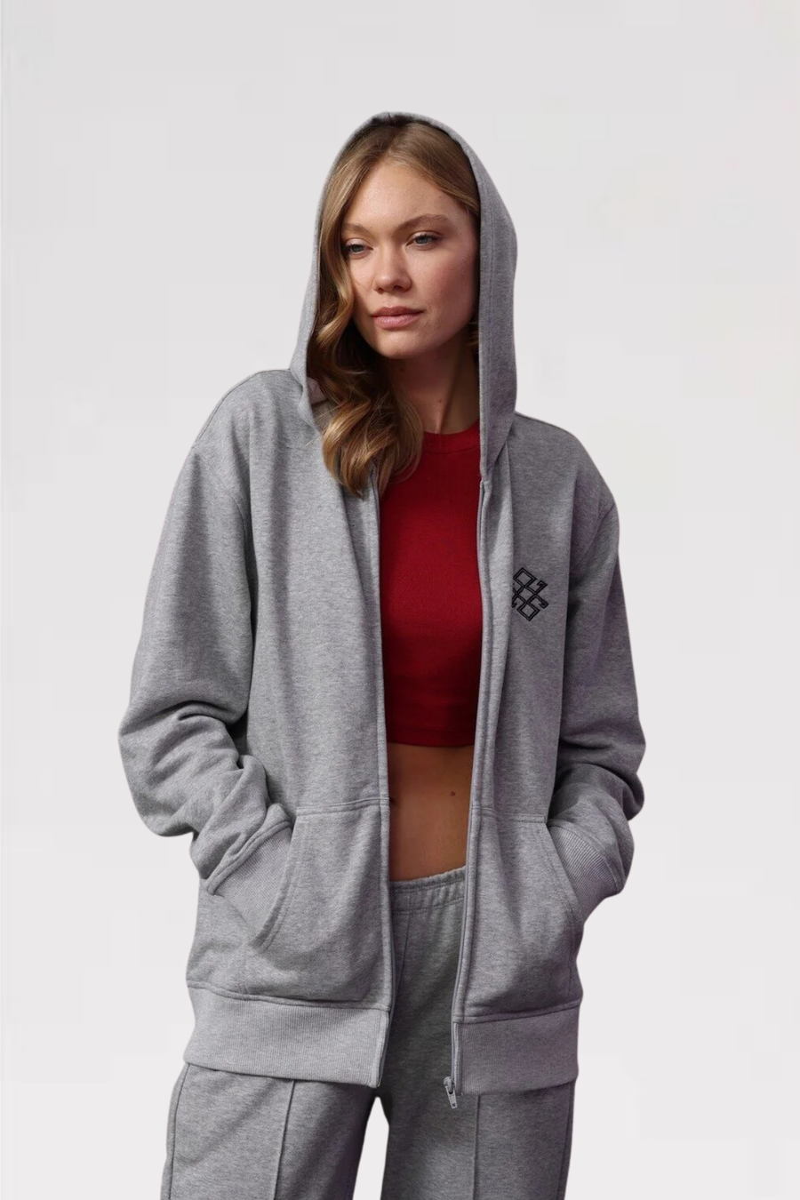 Unısex Nakış Detay Fermuarlı Sweat